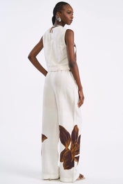 Blusa Cropped Colcci Off White Estampa Floral Linho