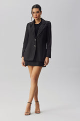 Blazer Alfaiataria Risca De Giz Preto Lurex Meia Loka