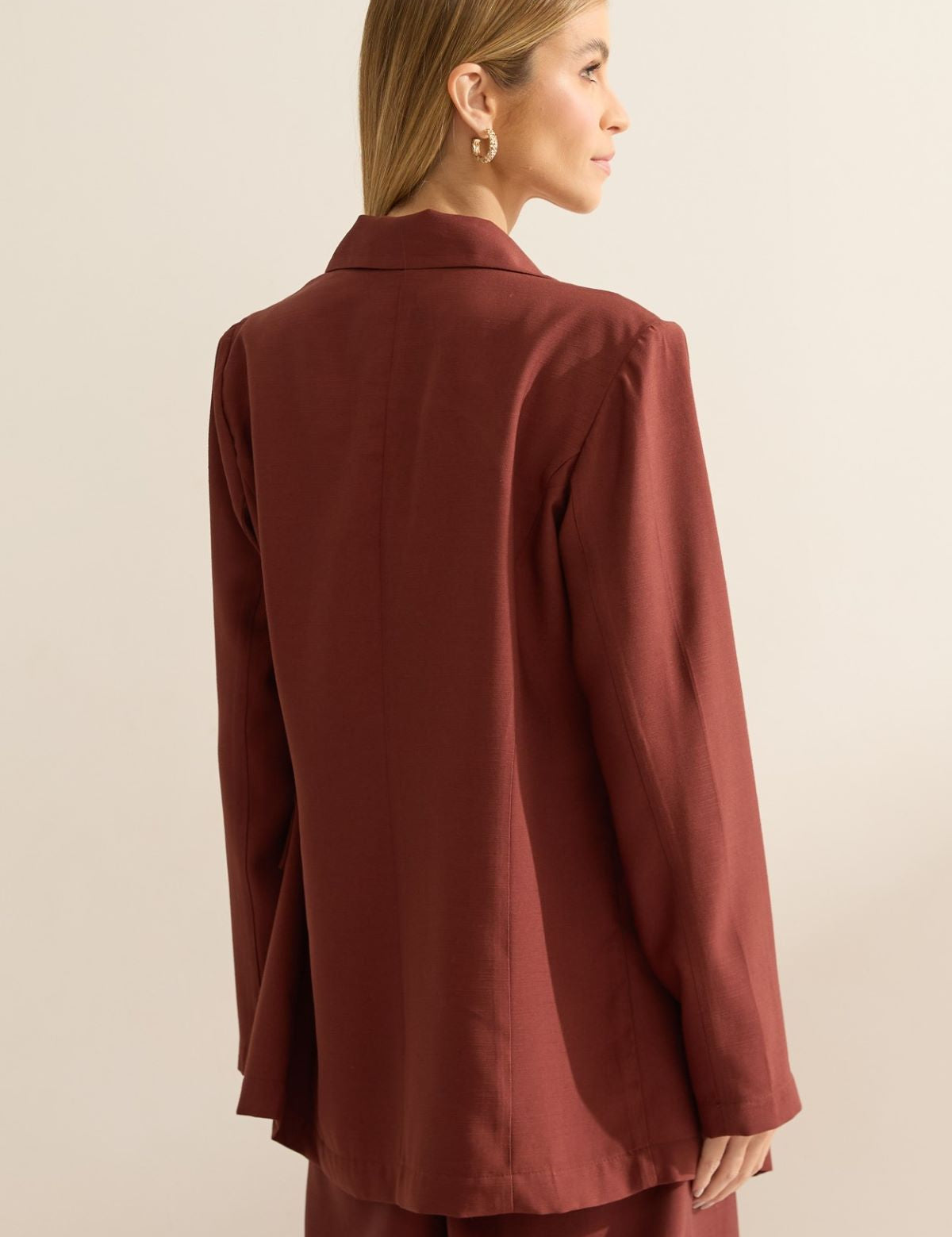 Blazer Flo Maria Marrom Transpassado Alongado