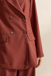 Blazer Flo Maria Marrom Transpassado Alongado