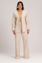 Blazer Frysaide Off White Listrado Linho
