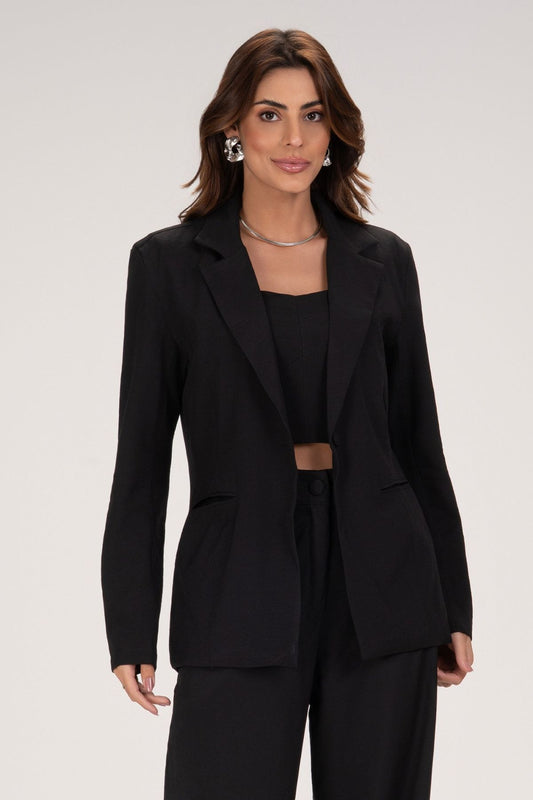 Blazer Frysaide Preto Alfaiataria Lapela