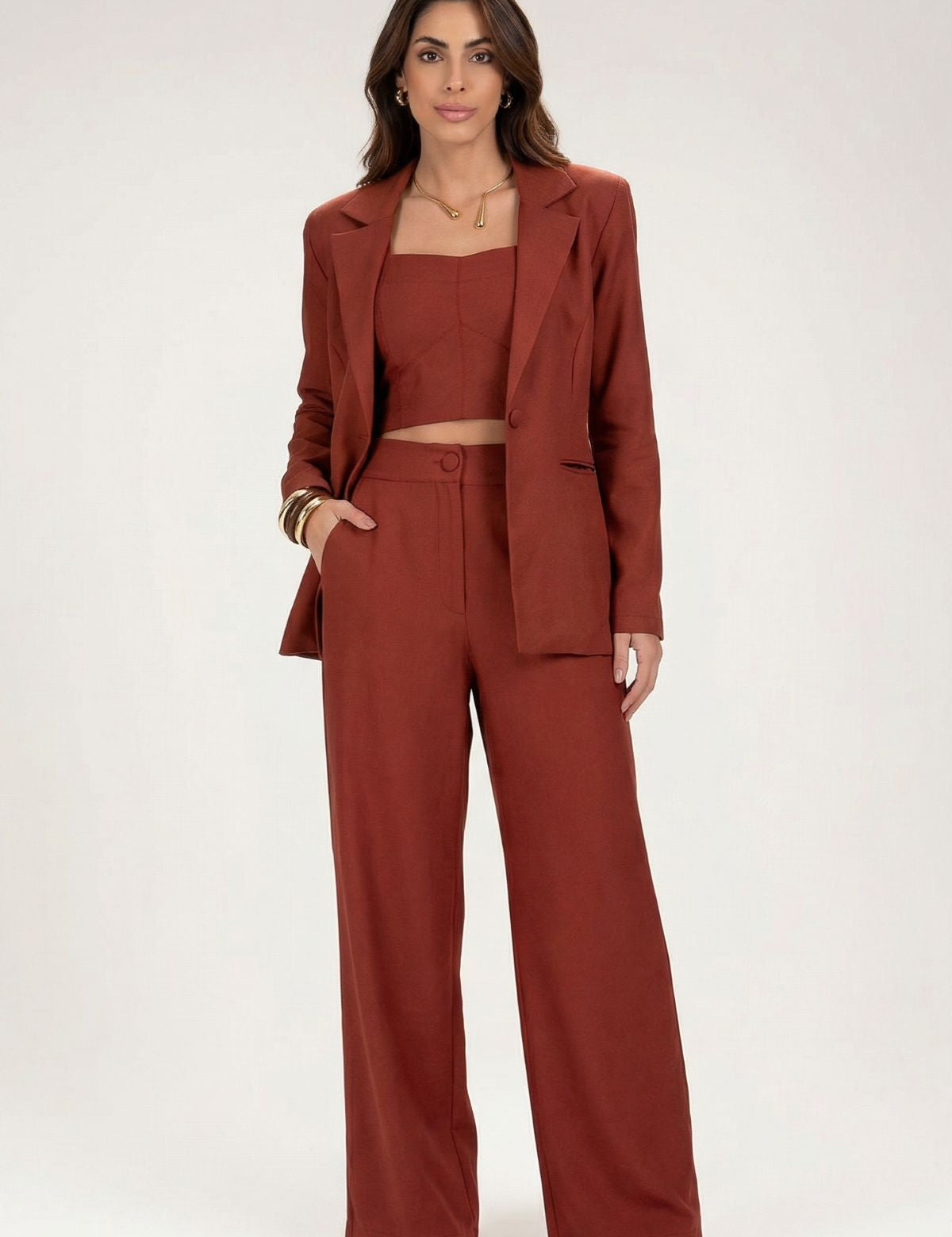 Blazer Frysaide Terracota Alfaiataria Reto