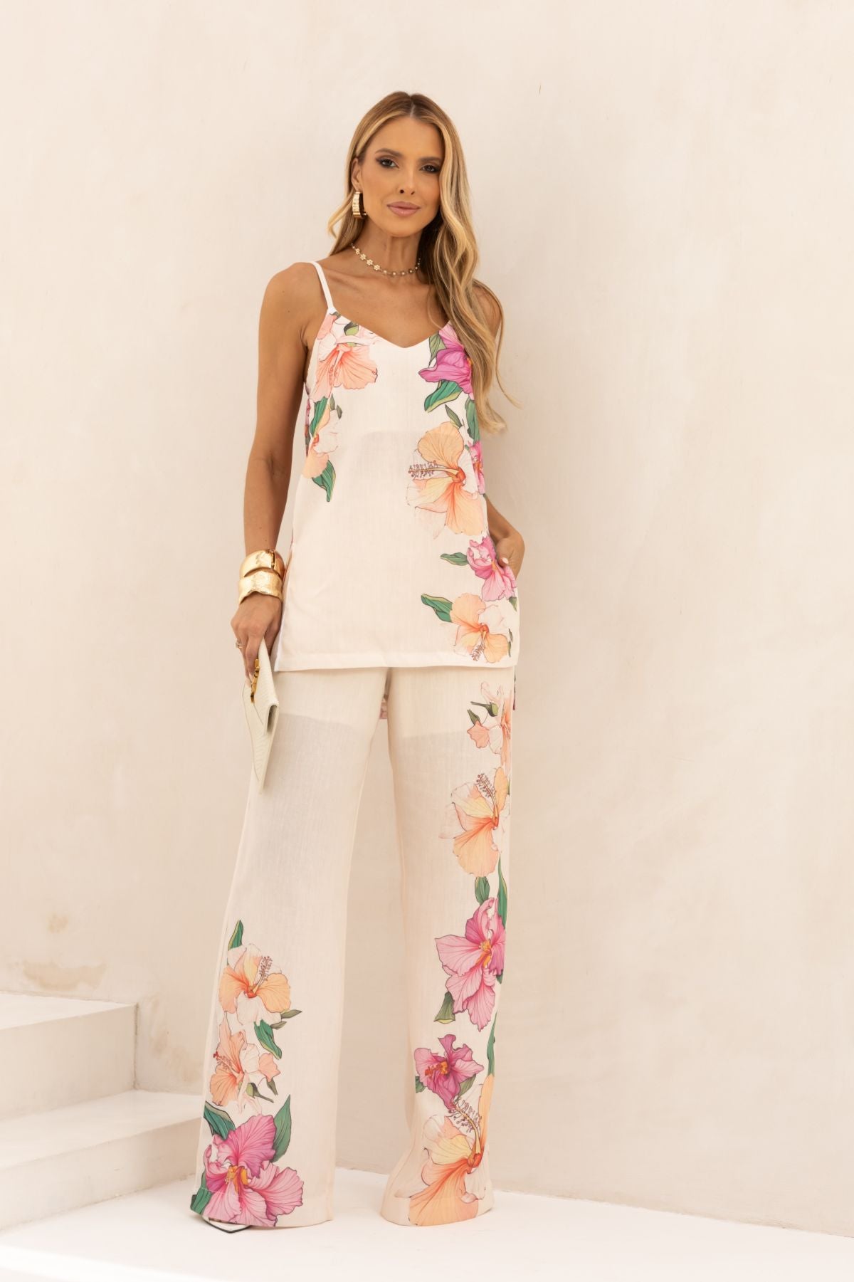 Blusa Alongada De Linho Estampa Brisa Leve Frysaide