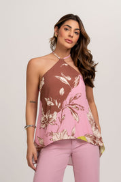 Blusa Alongada De Viscose Estampa Flores Da Terra Frysaide