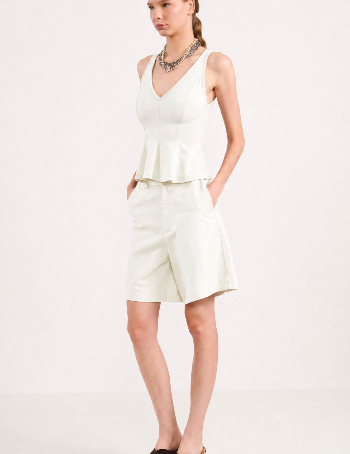Blusa Colcci Off White Decote V Barra Peplum