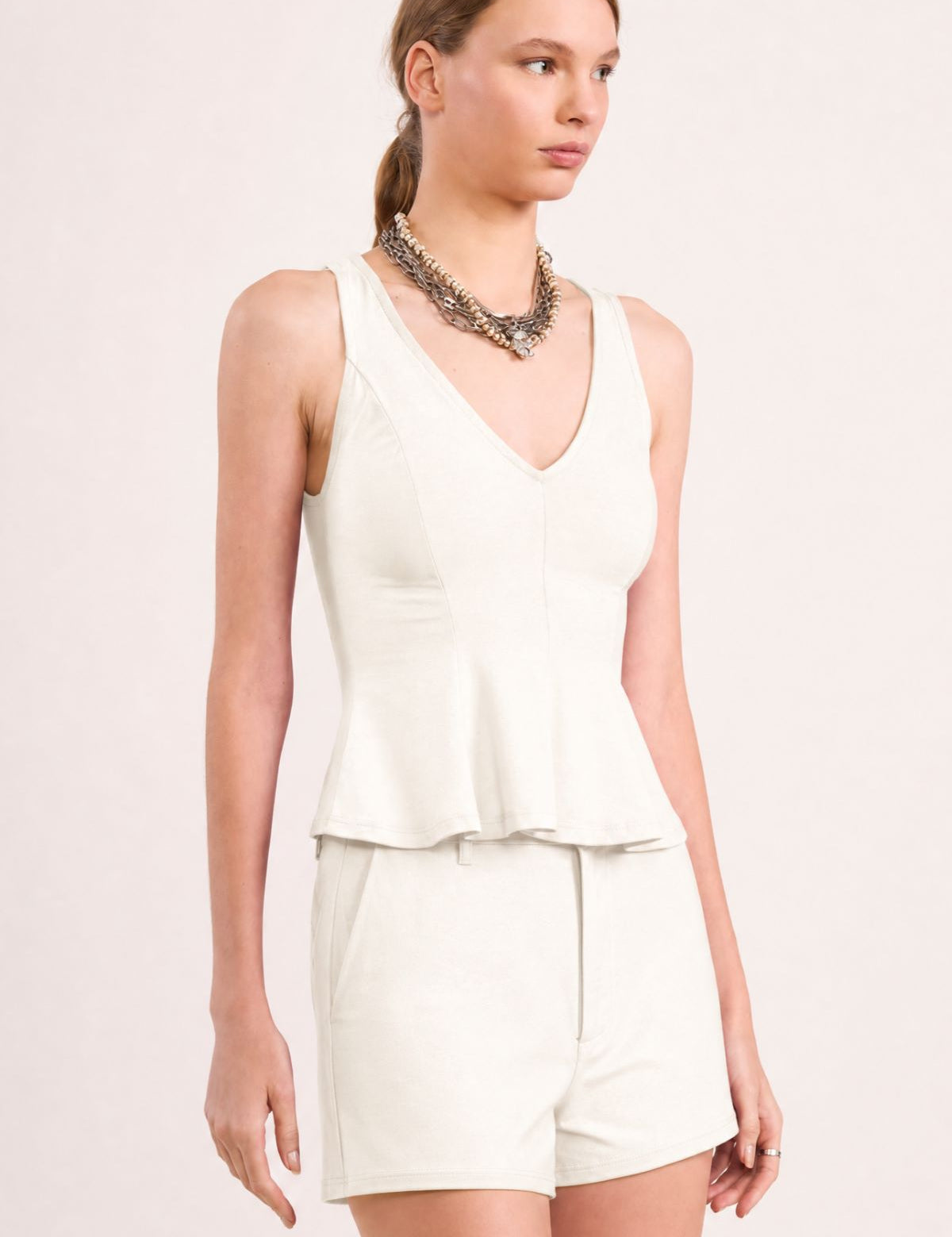 Blusa Colcci Off White Decote V Barra Peplum
