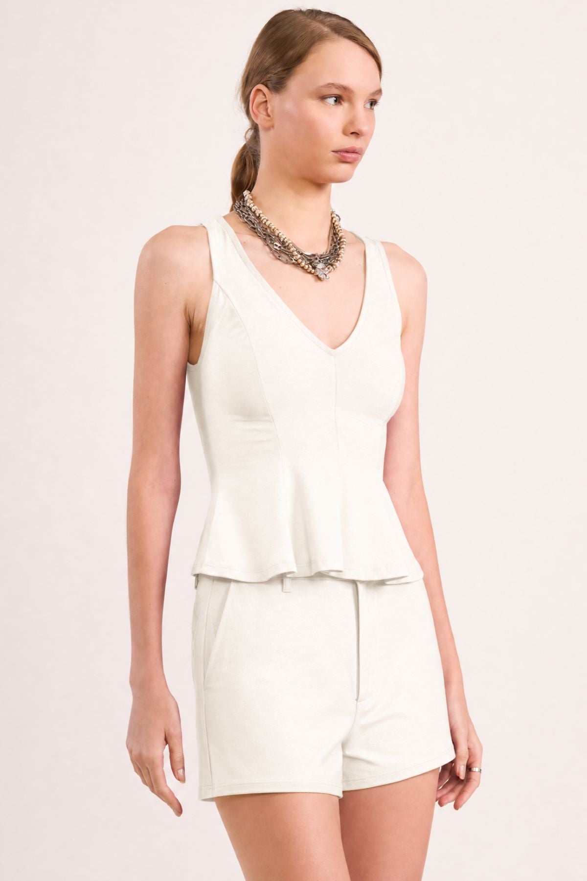 Blusa Colcci Off White Decote V Barra Peplum