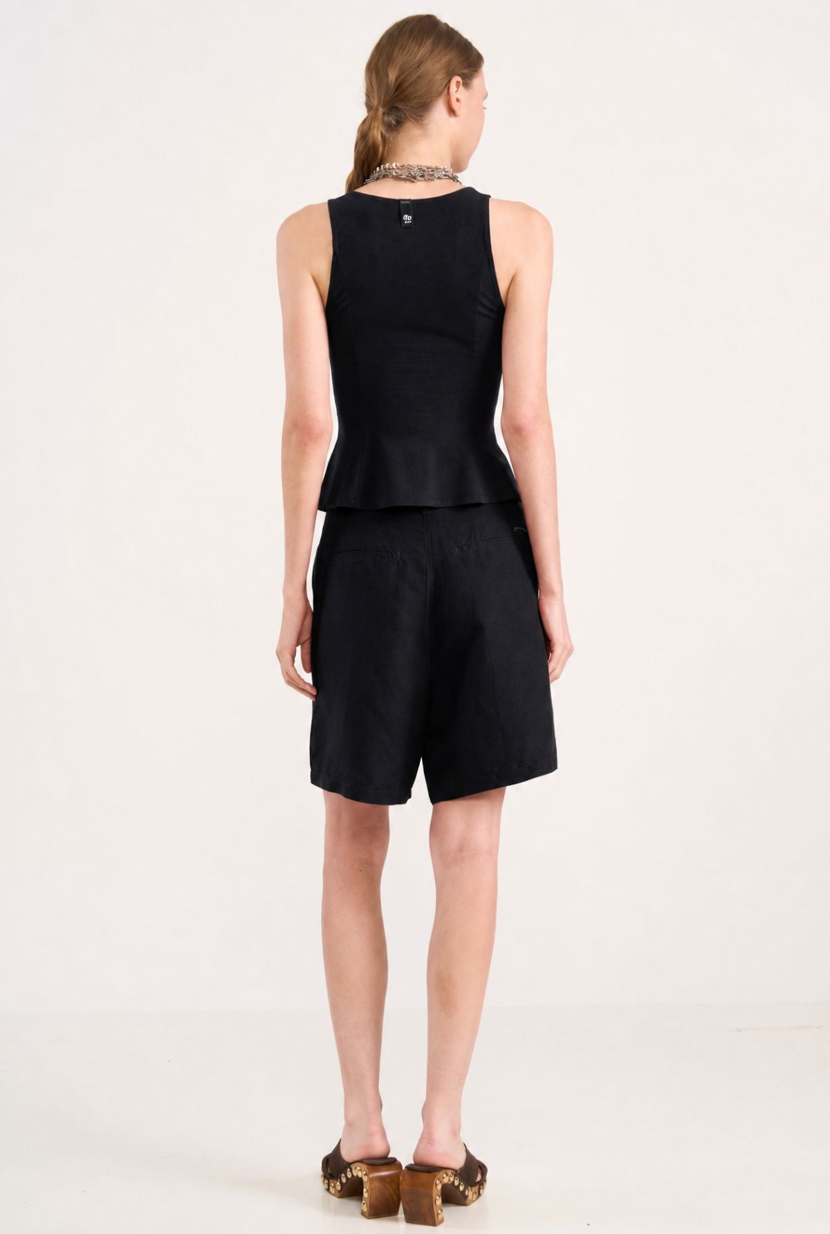 Blusa Colcci Preta Decote V Peplum