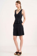 Blusa Colcci Preta Decote V Peplum