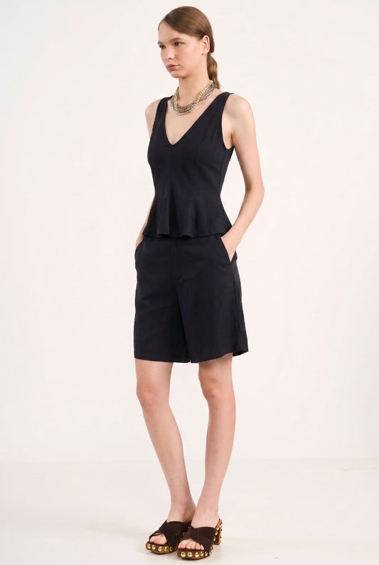 Blusa Colcci Preta Decote V Peplum