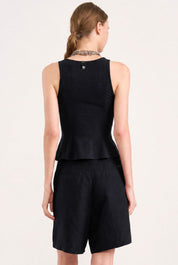 Blusa Colcci Preta Decote V Peplum