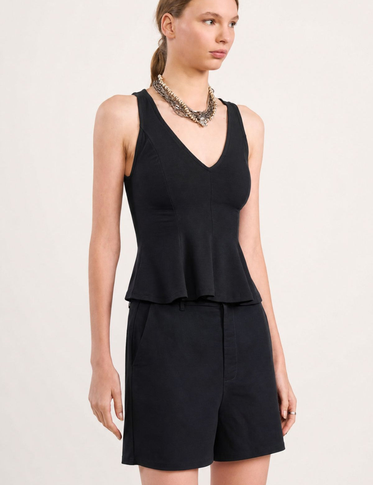 Blusa Colcci Preta Decote V Peplum