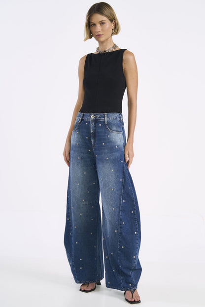 Blusa Colcci Preta Gola Alta Costura Aparente