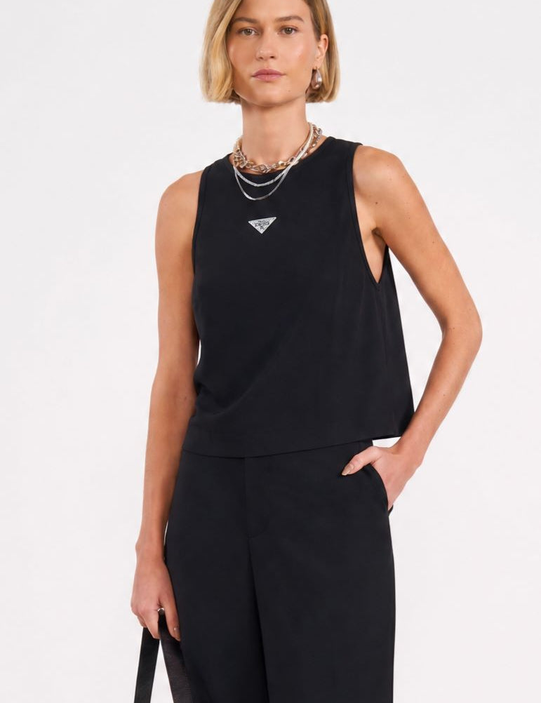 Blusa Colcci Preta Gola Careca Aplique Frontal