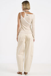 Blusa Colcci Taupe Um Ombro Viés Contrastante