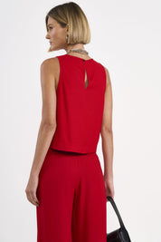 Blusa Colcci Vermelha Gola Alta Costas Gota