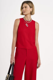 Blusa Colcci Vermelha Gola Alta Costas Gota