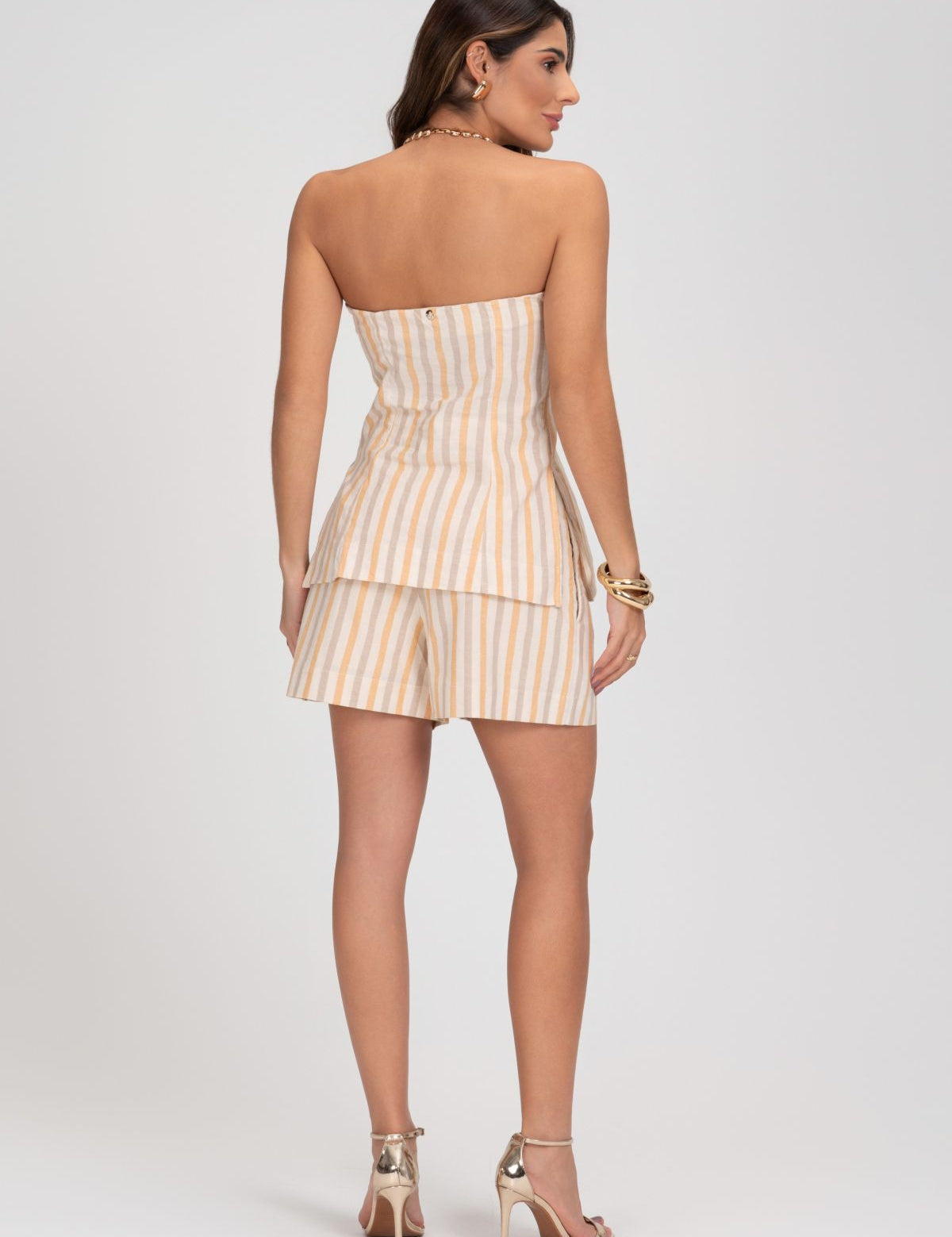 Blusa Com Listras Sem Alças Frysaide