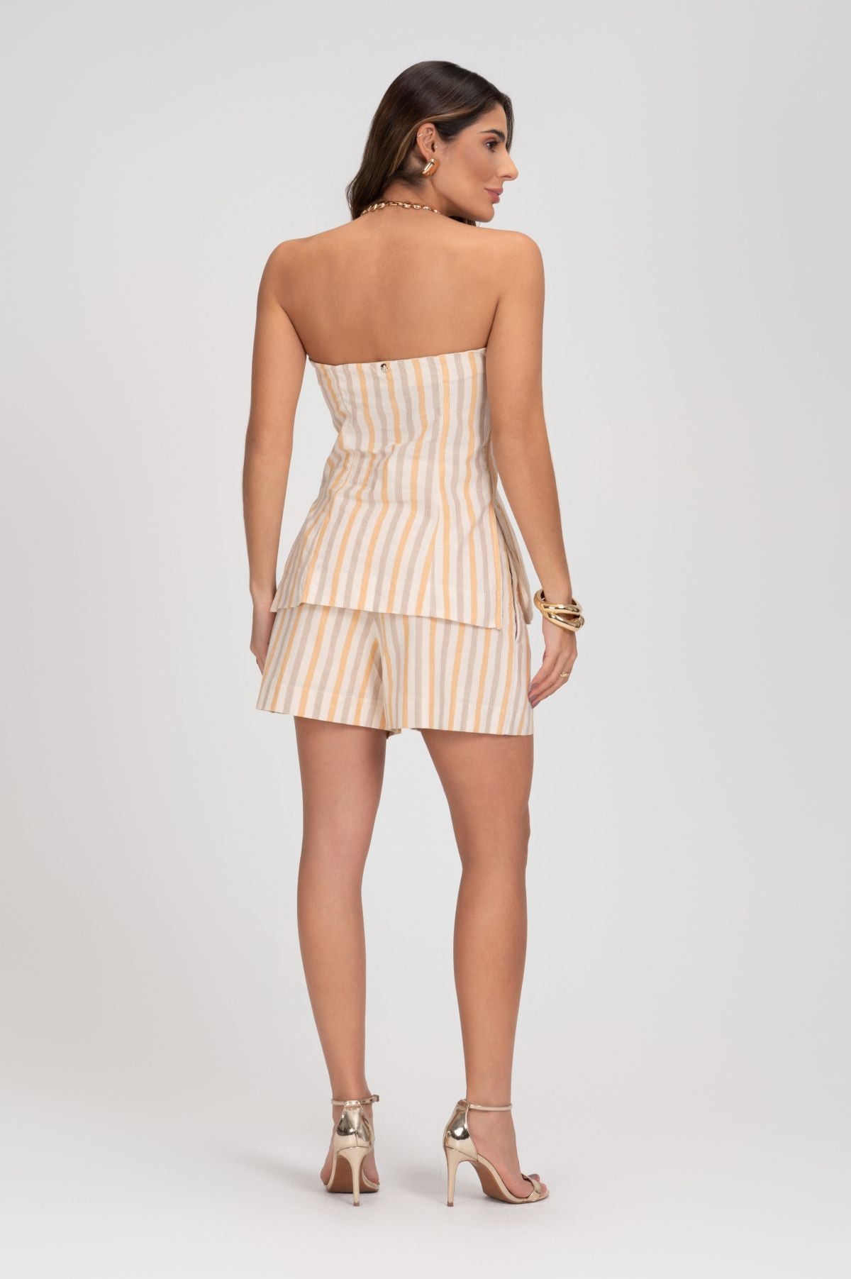 Blusa Com Listras Sem Alças Frysaide