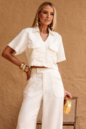 Blusa Cropped Frysaide Off White Sarja Bolsos