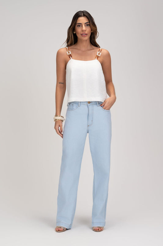 Blusa De Alfaiataria Off White Acrílico Frysaide