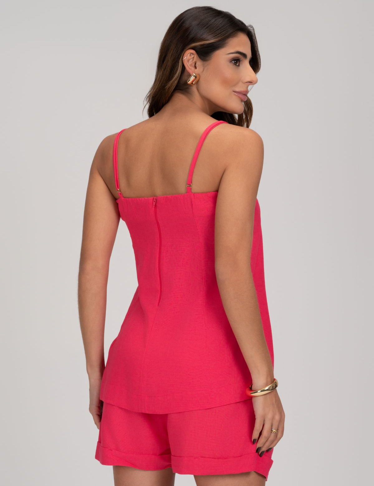 Blusa De Linho Hot Pink Frysaide
