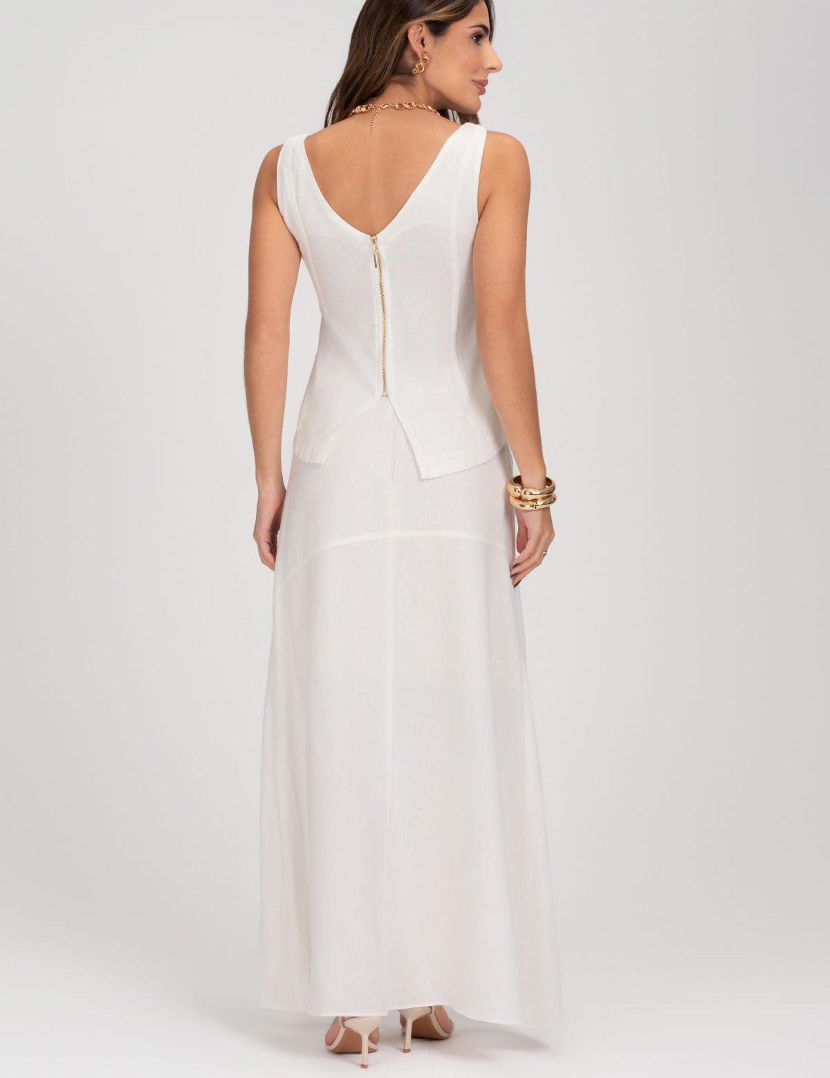 Blusa De Linho Off White Estilo Corset Frysaide