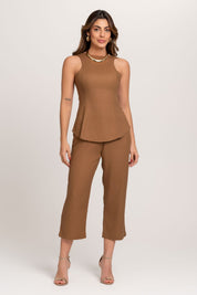 Blusa De Linho Yasmin Marrom Frysaide