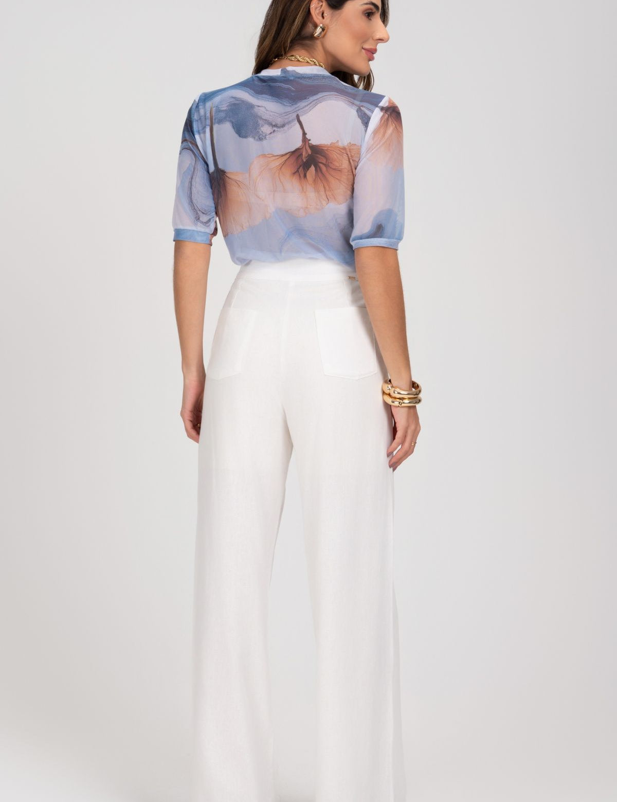 Blusa De Tule Estampada Estampa Canto Do Oceano Frysaide