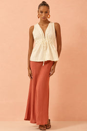 Blusa Flo Maria Off White Laise Costas Abertas