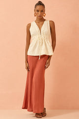 Blusa Flo Maria Off White Laise Costas Abertas