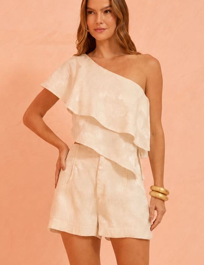 Blusa Flo Maria Off White Um Ombro Só