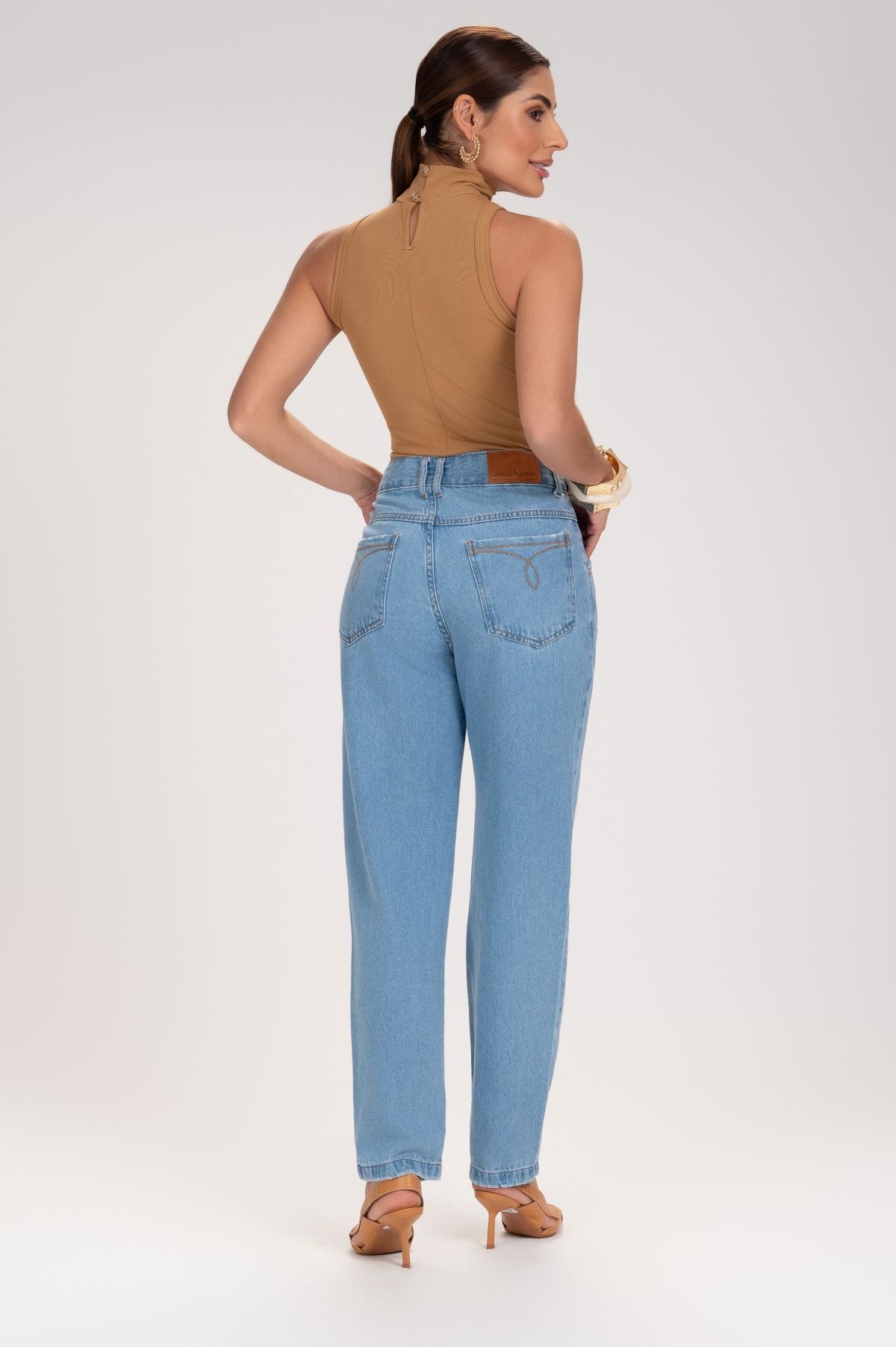 Blusa Frysaide Caramelo Tricô Canelado Gola Alta