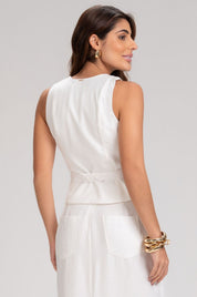 Blusa Frysaide Off White Alfaiataria Com Cinto