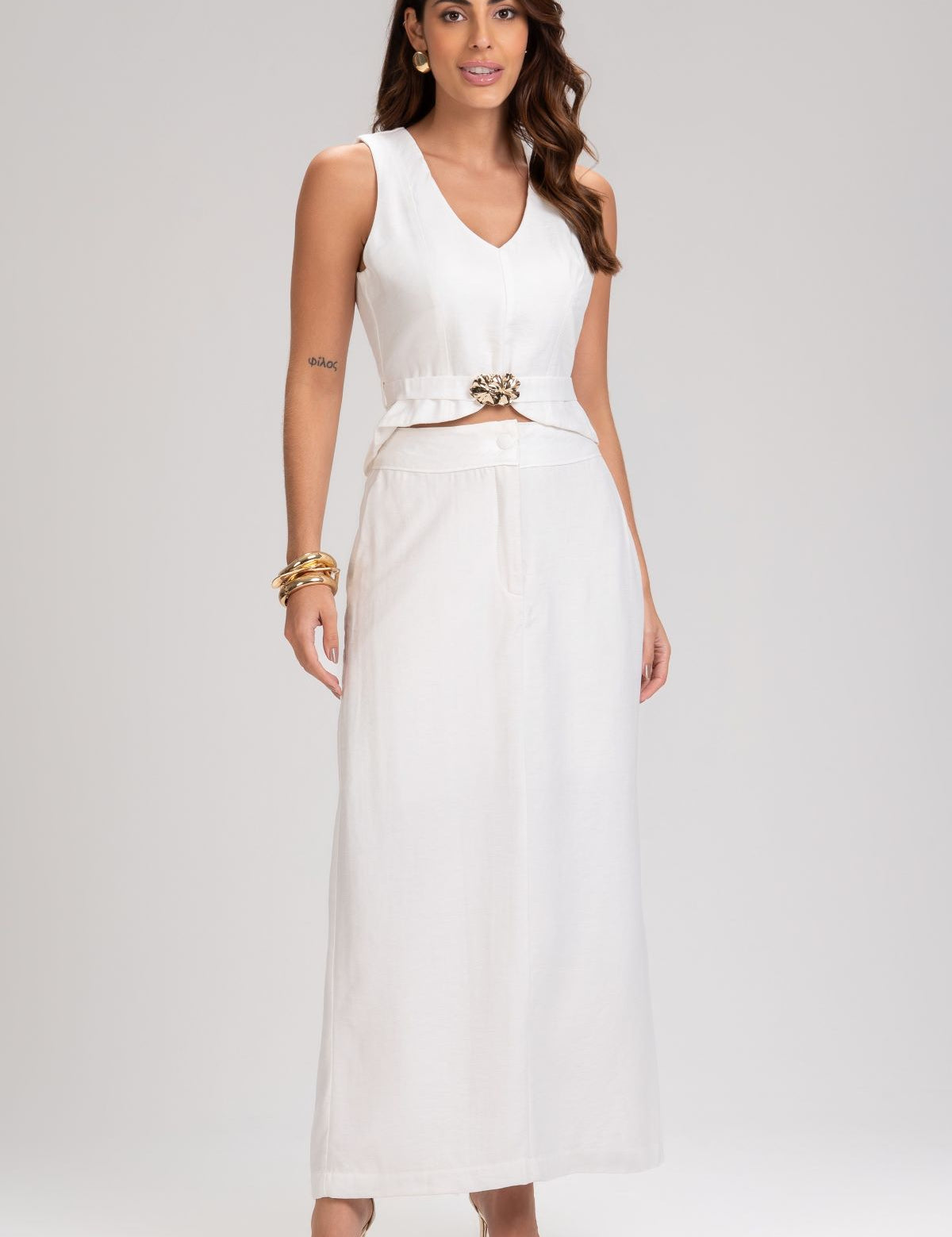Blusa Frysaide Off White Alfaiataria Com Cinto