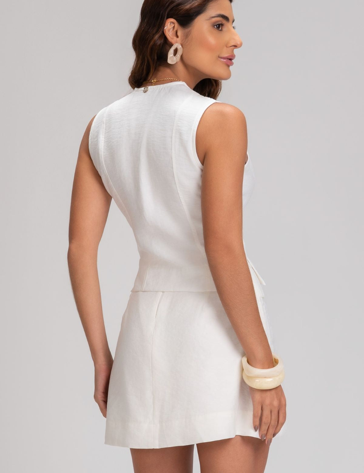 Blusa Frysaide Off White Botões Perolados