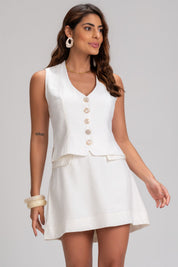 Blusa Frysaide Off White Botões Perolados