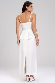 Blusa Frysaide Off White Linho Peplum Assimétrica