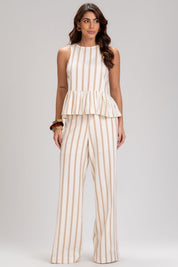 Blusa Frysaide Off White Peplum Listrada Metalizada