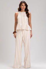 Blusa Frysaide Off White Peplum Listrada Metalizada