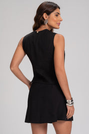 Blusa Frysaide Preta Botões Madrepérola