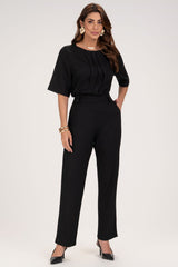 Blusa Frysaide Preta Linho Pregas Frontais