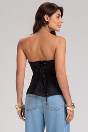 Blusa Frysaide Preta Tomara Que Caia Espartilho