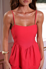 Blusa Frysaide Vermelha Peplum Alças Finas