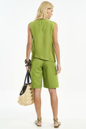 Blusa Linho Colcci Verde Barra Assimétrica
