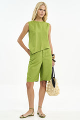 Blusa Linho Colcci Verde Barra Assimétrica