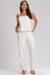 Blusa Linho Frysaide Off White Alças Ajustáveis