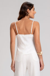 Blusa Linho Frysaide Off White Alças Ajustáveis