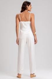 Blusa Linho Frysaide Off White Alças Ajustáveis